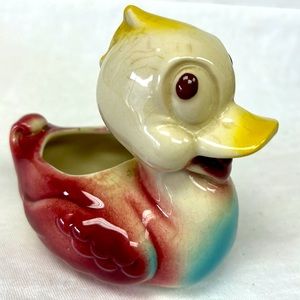 Vintage Shawnee hand painted ceramic anthropomorphic kitsch duck planter USA